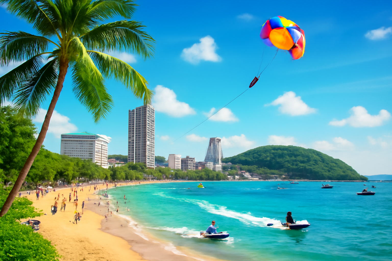 การผจญภัยริมชายหาดพัทยา: ชายหาด กีฬาทางน้ำ และสถานที่ท่องเที่ยวที่น่าสนใจ