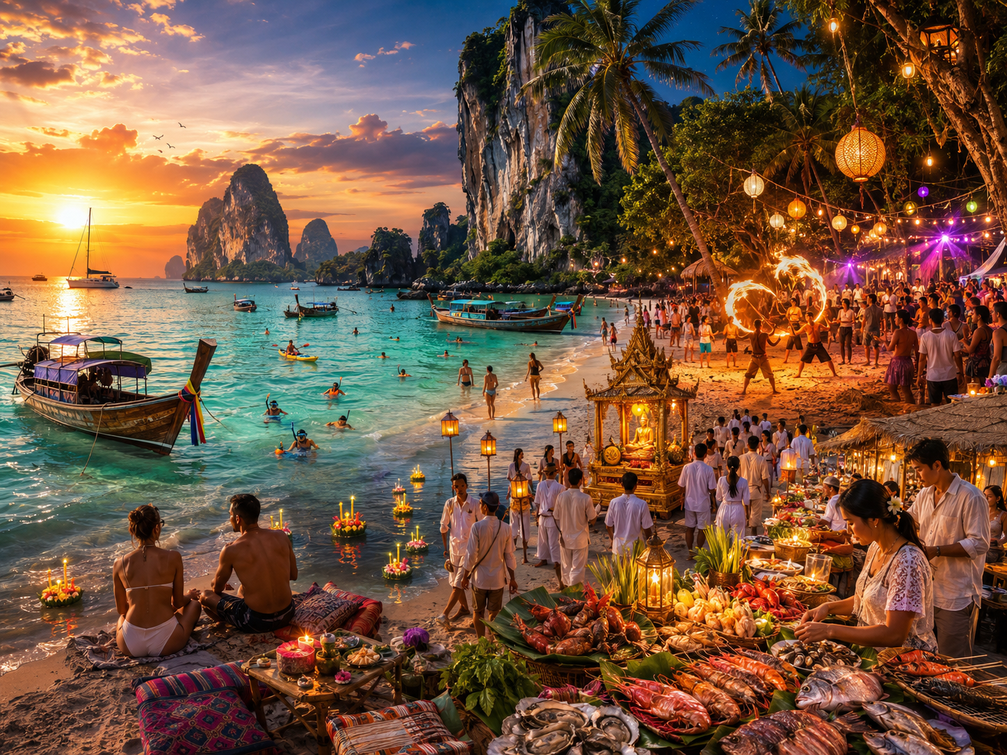ชายหาด ปาร์ตี้ และเทศกาลวัฒนธรรมในภาคใต้ของประเทศไทย